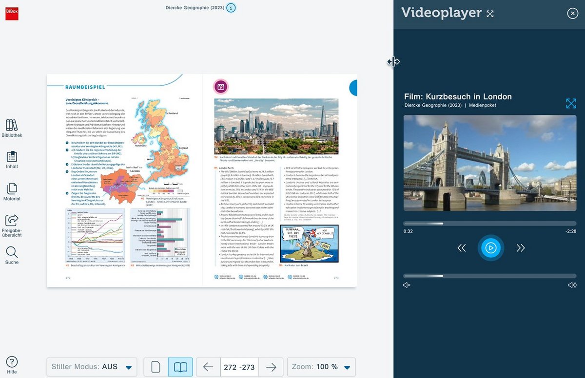 Screenshot der BiBox mit Videoplayer schmal