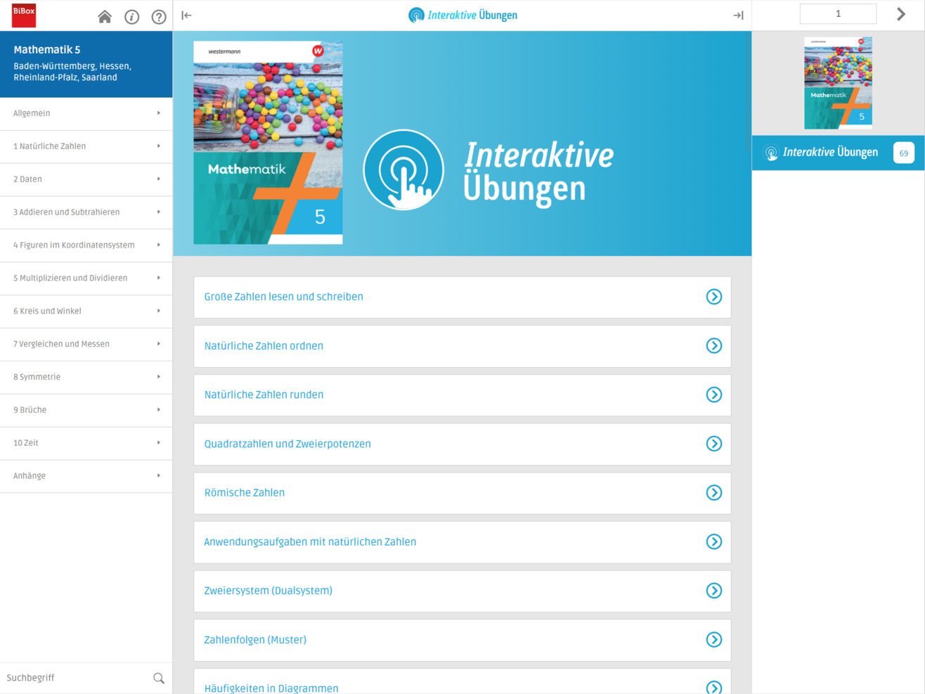 Screenshot Interaktive Übungen in BiBox Mathematik 5