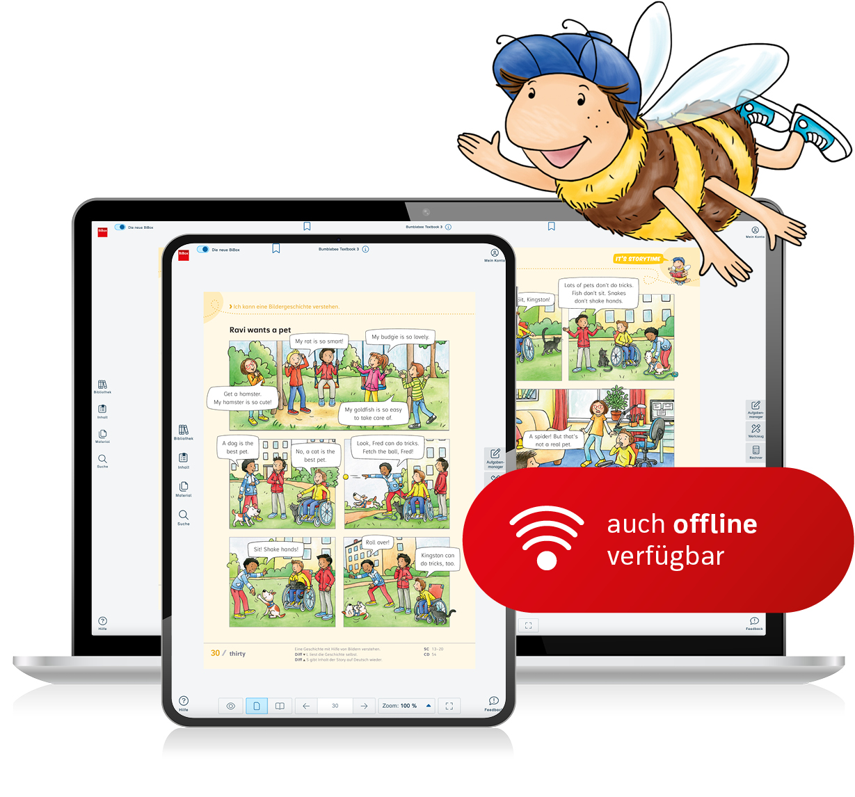 Tablet und Laptop, Störer: auch offline verfügbar