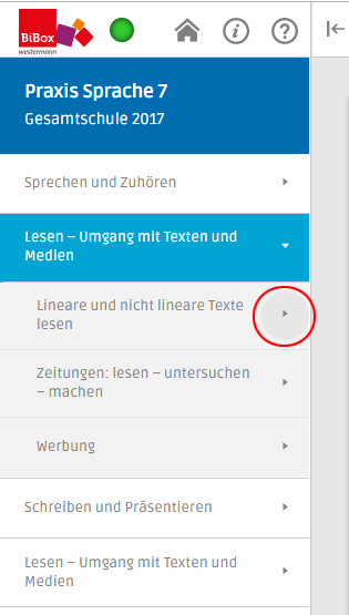 Farblich abgesetzte Unterkapitel